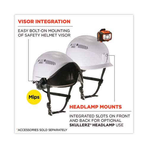 Skullerz 8975-MIPS Class C Safety Helmet with MIPS Elevate Ratchet Suspension, White
