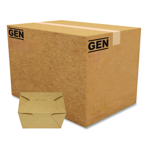 Reclosable Kraft Take-Out Box, 30 oz, Brown, Paper, 450/Carton