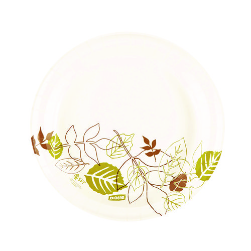Pathways Soak-Proof Shield Mediumweight Paper Plates, WiseSize, 8.5" dia, Green/Burgundy, 125/Pack