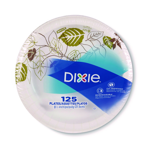 Pathways Soak-Proof Shield Mediumweight Paper Plates, WiseSize, 8.5" dia, Green/Burgundy, 125/Pack