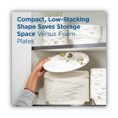 Pathways Soak-Proof Shield Mediumweight Paper Plates, WiseSize, 8.5" dia, Green/Burgundy, 125/Pack