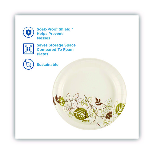 Pathways Soak-Proof Shield Mediumweight Paper Plates, WiseSize, 8.5" dia, Green/Burgundy, 125/Pack