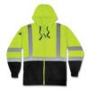 GloWear 8372 ZipUp HiVis Class 3 Zip Hooded Sweatshirt with Black Bottom, Polar Fleece, Lime, X-Large