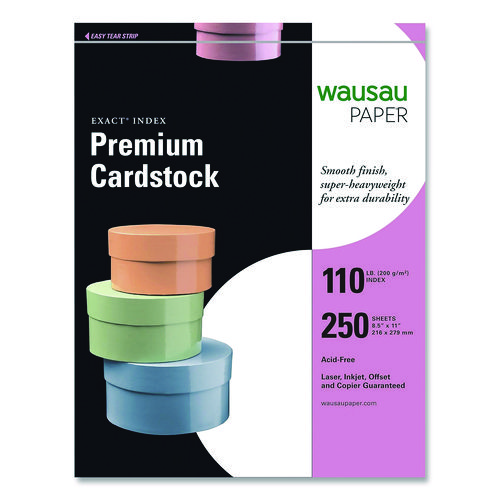 Exact Index Card Stock, 94 Bright, 110 lb Index Weight, 8.5 x 11, White, 250/Pack