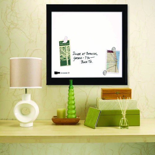 Home Decor Magnetic Dry Erase Board, 23" x 17", White Surface, Black Wood Frame