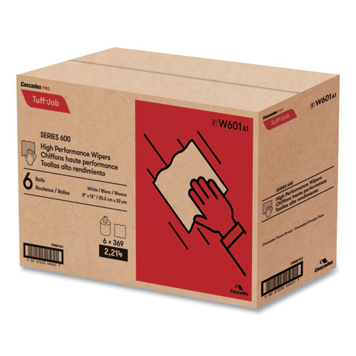 Tuff-Job Spunlace Towels, Centerpull Roll, 8 x 13, White, 369 Sheets/Roll, 6/Carton