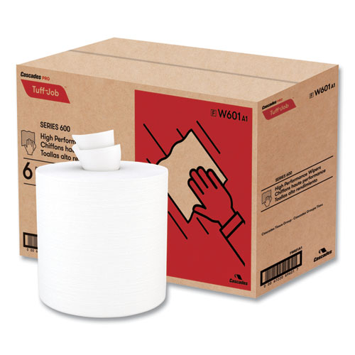 Tuff-Job Spunlace Towels, Centerpull Roll, 8 x 13, White, 369 Sheets/Roll, 6/Carton