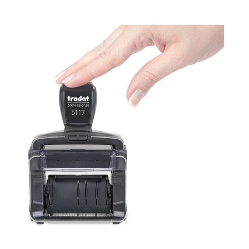 Professional 12-Message Date Stamp, Self-Inking, 2.25 x 0.38, Black