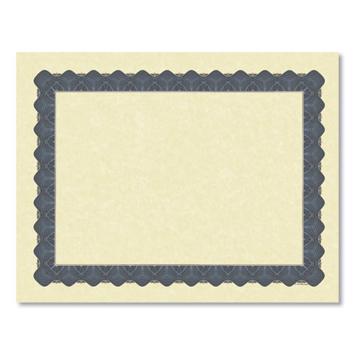Metallic Border Certificates, 11 x 8.5, Ivory/Blue with Blue Border, 100/Pack