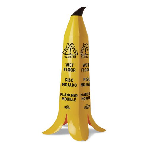 Banana Wet Floor Cones, 14.25 x 14.25 x 36.75, Yellow/Brown/Black