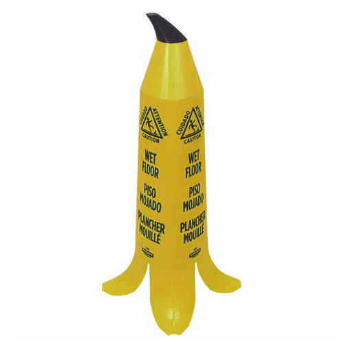 Banana Wet Floor Cones, 14.25 x 14.25 x 36.75, Yellow/Brown/Black