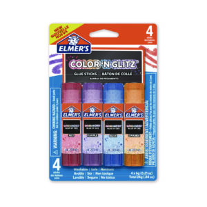 Glitter Glue Sticks, 0.21 oz, Applies Assorted Colors, Dries Clear Glitter, 4/Pack