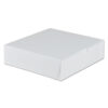 White One-Piece Non-Window Bakery Boxes, 9 x 9 x 2.5, White, Paper, 250/Carton