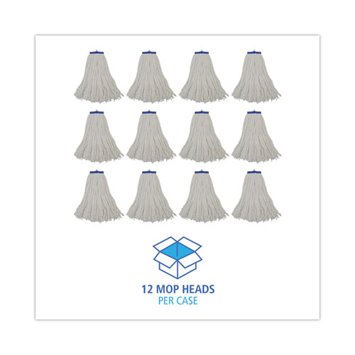 Cut-End Lie-Flat Wet Mop Head, Rayon, 16oz, White, 12/Carton
