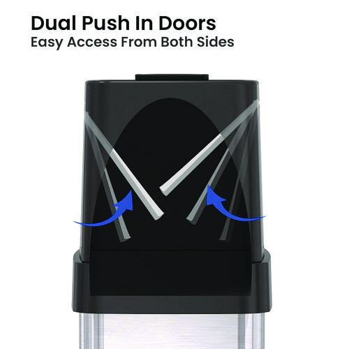 Dual Push Door Trash Can, 24 gal, Stainless Steel, Silver/Black