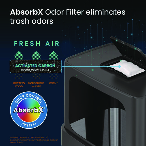 Dual Push Door Trash Can, 24 gal, Stainless Steel, Silver/Black