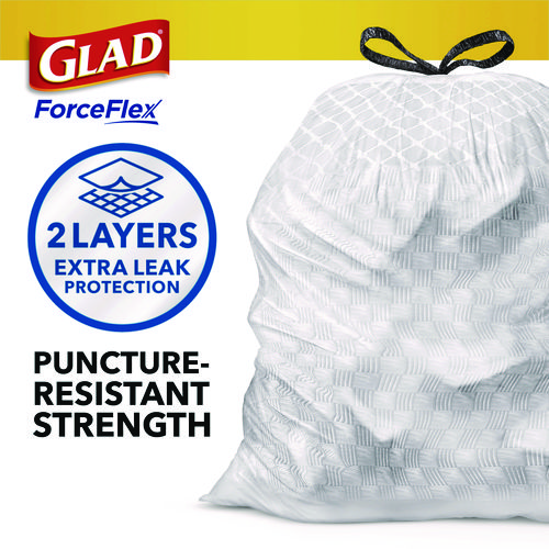 ForceFlex Kitchen Drawstring Trash Bags, 13 gal, Gain Fresh Clean Scent, 24 x 27.38, White, 80/Box