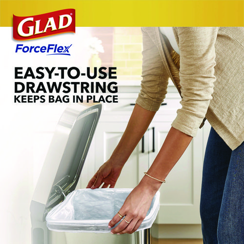 ForceFlex Kitchen Drawstring Trash Bags, 13 gal, Gain Fresh Clean Scent, 24 x 27.38, White, 80/Box