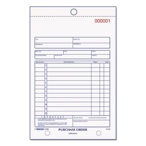 Rediform 3-Part Carbonless Purchase Order Book