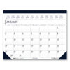 Recycled Two-Color Monthly Desk Pad Calendar, 22 x 17, Perforated White/Blue/Gray Sheets, 12-Month (Jan-Dec): 2025