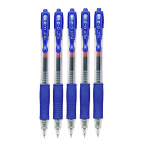 G2 Premium Gel Pen, Retractable, Extra-Fine 0.5 mm, Blue Ink, Smoke/Blue Barrel, 5/Pack