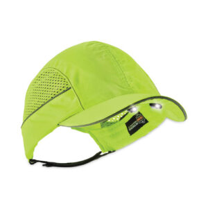 Skullerz 8960 Bump Cap with LED Lighting, Long Brim, Lime Green