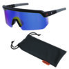 Skullerz AEGIR Safety Glasses with Mirrored Lenses, Matte Black Frame, Blue Mirror Polycarbonate Lens