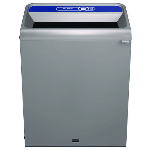Configure Indoor Recycling Waste Receptacle, Mixed Recycling, 33 gal, Metal, Gray