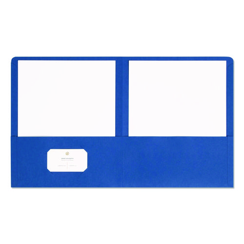 Two-Pocket Folder, Textured Paper, 100-Sheet Capacity, 11 x 8.5, Dark Blue, 25/Box