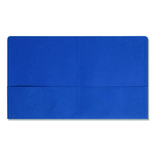 Two-Pocket Folder, Textured Paper, 100-Sheet Capacity, 11 x 8.5, Dark Blue, 25/Box