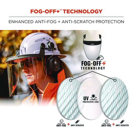 Skullerz 8998 Anti-Scratch/Anti-Fog Face Shield Replacement for Full Brim Hard Hat, Clear Lens