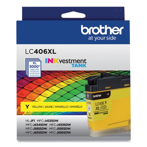Brother INKvestment LC406XLY Original High Yield Inkjet Ink Cartridge - Single Pack - Yellow - 1 Each