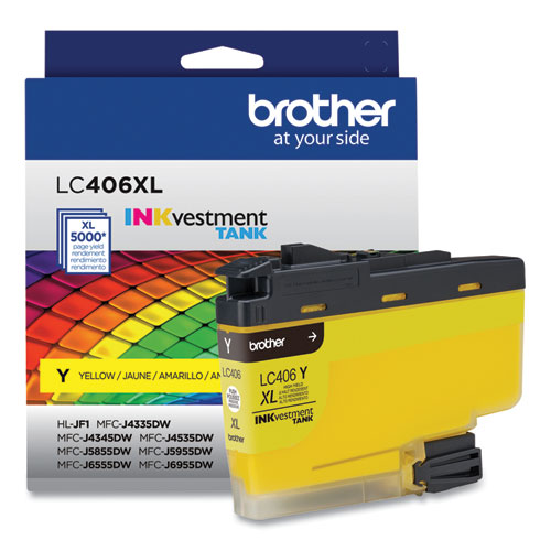 Brother INKvestment LC406XLY Original High Yield Inkjet Ink Cartridge - Single Pack - Yellow - 1 Each