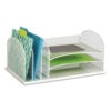 Onyx Desk Organizer with Three Horizontal and Three Upright Sections, Letter Size Files, 19.5 x 11.5 x 8.25, White