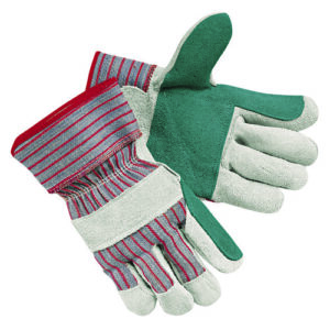 Men's Economy Leather Palm Gloves, White/Red, Large, 12 Pairs