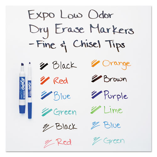 Low-Odor Dry Erase Marker, Eraser and Cleaner Kit, Medium Assorted Tips, Assorted Colors, 12/Set