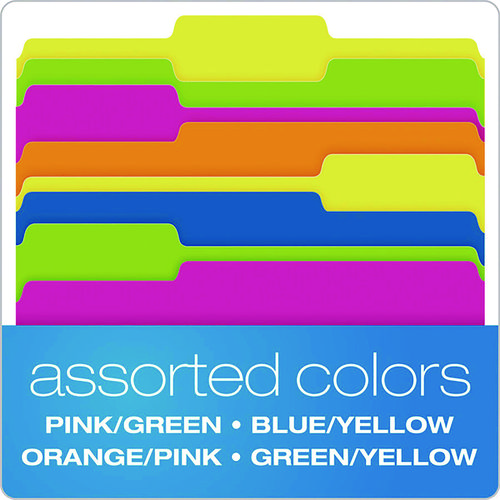 Glow Twisted 3-Tab File Folder, 1/3-Cut Tabs: Assorted, Letter Size, 0.25" Expansion, Assorted Colors, 12/Pack