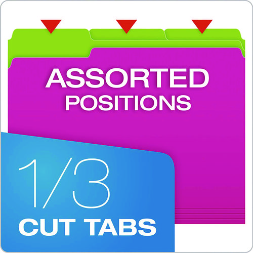Glow Twisted 3-Tab File Folder, 1/3-Cut Tabs: Assorted, Letter Size, 0.25" Expansion, Assorted Colors, 12/Pack