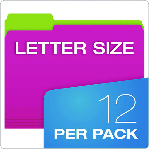 Glow Twisted 3-Tab File Folder, 1/3-Cut Tabs: Assorted, Letter Size, 0.25" Expansion, Assorted Colors, 12/Pack