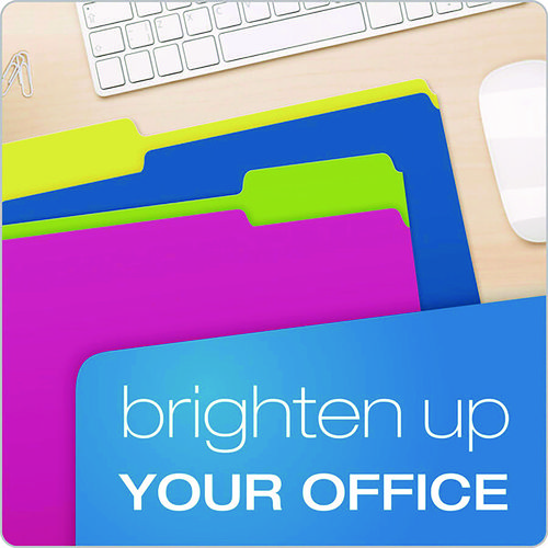 Glow Twisted 3-Tab File Folder, 1/3-Cut Tabs: Assorted, Letter Size, 0.25" Expansion, Assorted Colors, 12/Pack