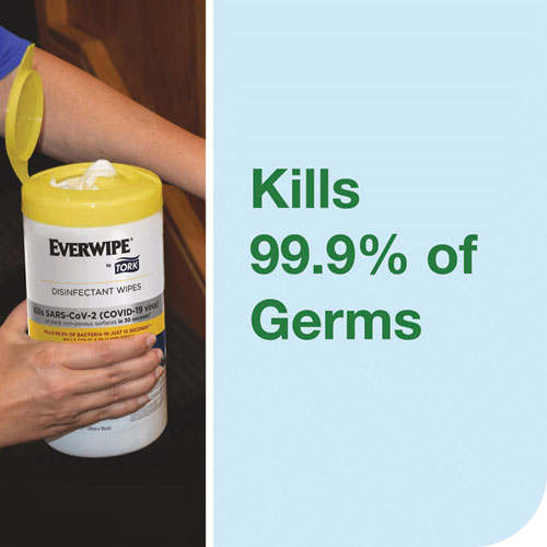 Disinfectant Wipe Canisters, 1-Ply, 7 x 7, Lemon, White, 75 Sheets/Canister, 6/Carton - Image 4