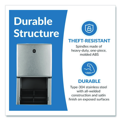 ConturaSeries Two-Roll Tissue Dispenser, 6.08 x 5.94 x 11, Stainless Steel