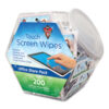 Touch Screen Wipes, 5 x 6, Citrus, 200 Individual Foil Packets in an Easy Grab Jar