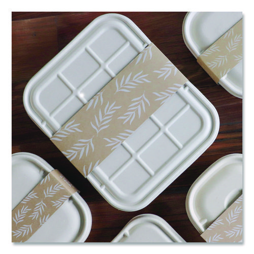 Fiber Container Sleeves, World Centric Leaf Design, 7.5 x 10 x 3.25, Natural, Paper, 800/Carton