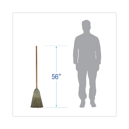 Warehouse Broom, Yucca/Corn Fiber Bristles, 56" Overall Length, Natural