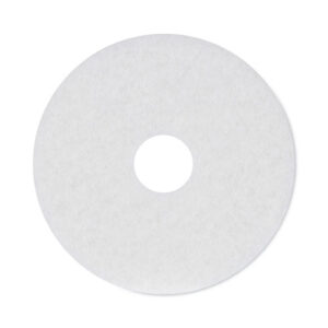 Polishing Floor Pads, 15" Diameter, White, 5/Carton