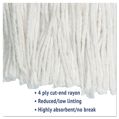 Cut-End Wet Mop Head, Rayon, No. 24, White, 12/Carton