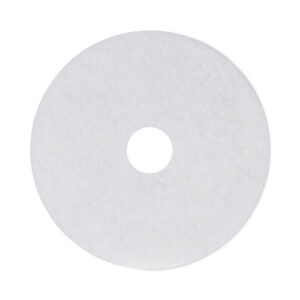 Polishing Floor Pads, 17" Diameter, White, 5/Carton
