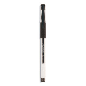 Comfort Grip Gel Pen, Stick, Fine 0.5 mm, Black Ink, Clear/Black Barrel, Dozen