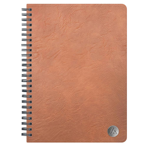 ASMBLD Faux Leather Wirebound Notebook, 1-Subject, Medium/College Rule, Tan Cover, (80) 8.5 x 5.75 Sheets